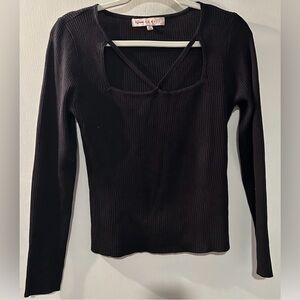 Crave Fame Black Sweater Size L Black Long Sleeve